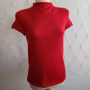 DKNY Knit Top • Black Label • Mohair / Angora • Fire Red • Size Large